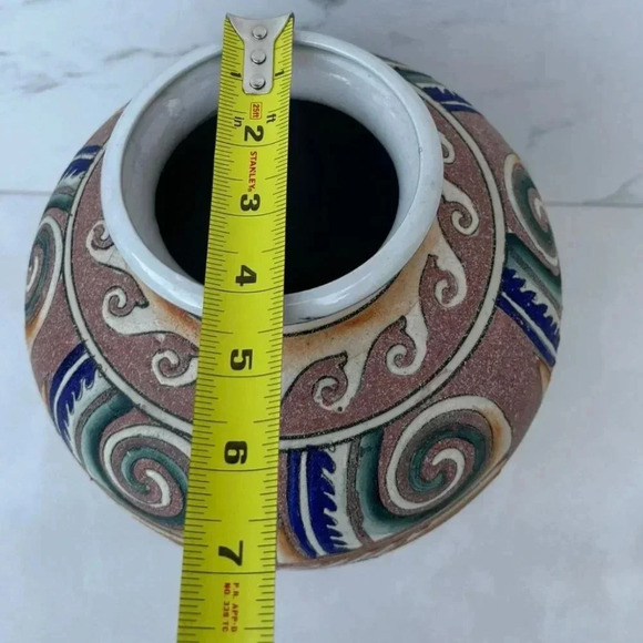 Vintage Collection Ceramic Southwestern Design Pottery Water Vase Cream Size 10" - Picture 3 of 9